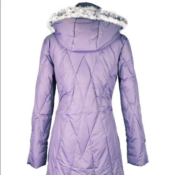 Purple Light-weight Down Coat with Real Fur Trimmed Hood Size XS IGLU Canada - Picture 2 of 12